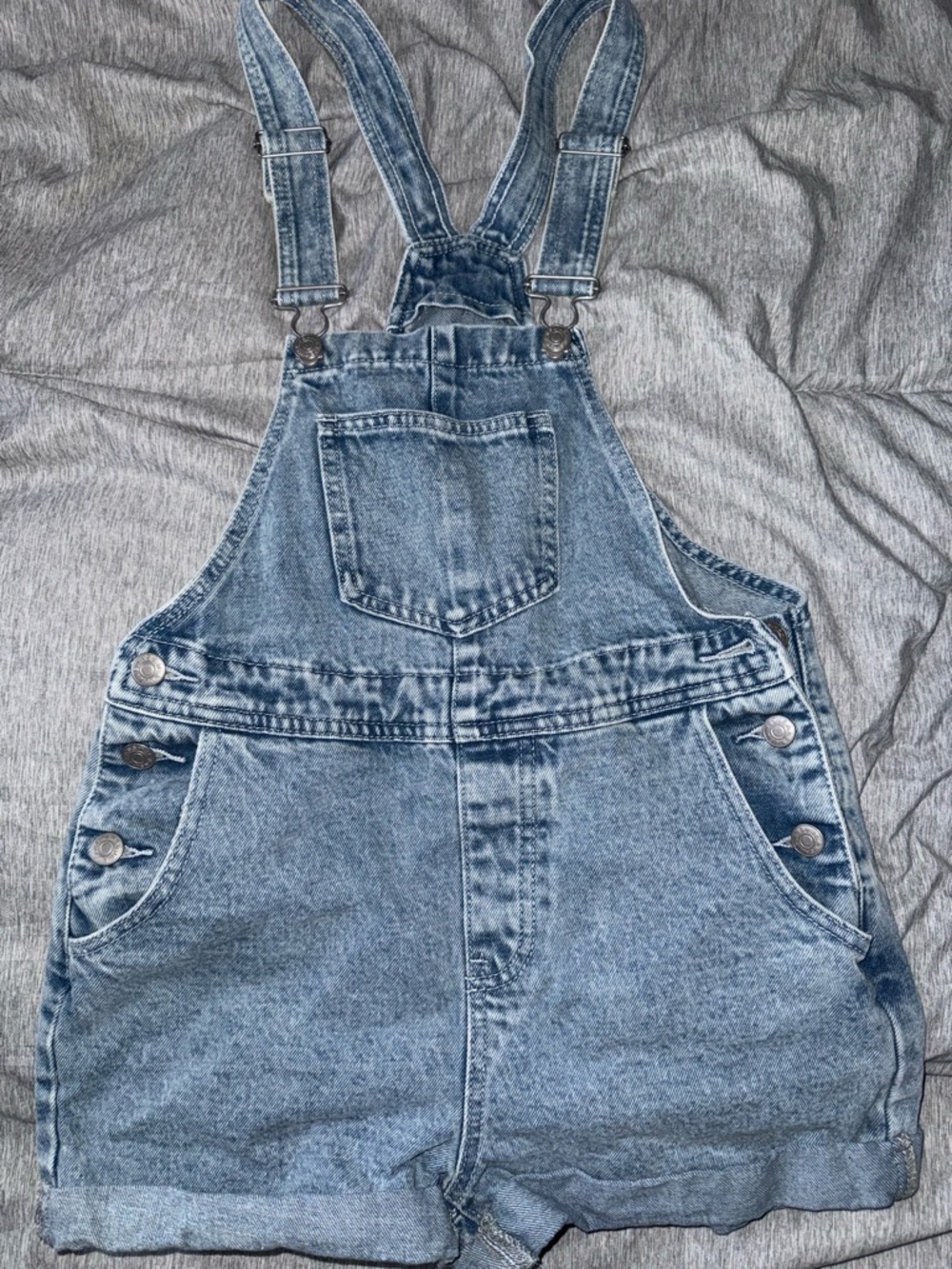 SHEIN Light Blue Denim Short Overalls